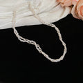 French Light Luxury Triple Layer Faux Pearl Crushed Silver Geometric Collarbone Necklace view 2