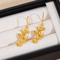 Vintage Ethnic Gold Alloy Ginkgo Leaf Tassel Dangle Earrings For Women Light Luxury Statement Earrings view 4