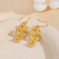 Vintage Ethnic Gold Alloy Ginkgo Leaf Tassel Dangle Earrings For Women Light Luxury Statement Earrings view 3