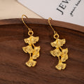 Vintage Ethnic Gold Alloy Ginkgo Leaf Tassel Dangle Earrings For Women Light Luxury Statement Earrings view 2