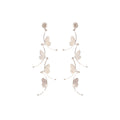 Elegant Silver Alloy Hollow Butterfly Rhinestone Stud Earrings With Long Tassel Dangle Chain Earrings view 5