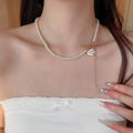 Light Luxury Faux Pearl Camellia Flower Pendant Necklace French Elegant Collarbone Jewelry for Women view 3