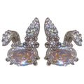 Copper Zircon Rabbit Stud Earrings For Women Light Luxury Sweet Minimalist Animal Design view 5