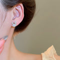 Copper Zircon Rabbit Stud Earrings For Women Light Luxury Sweet Minimalist Animal Design view 4