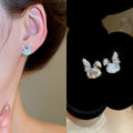 Copper Zircon Rabbit Stud Earrings For Women Light Luxury Sweet Minimalist Animal Design view 1