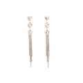 Luxury French Heart Crystal Rhinestone Long Tassel Drop Stud For Women Elegant Silver Tone Earrings view 5
