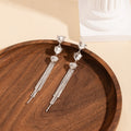 Luxury French Heart Crystal Rhinestone Long Tassel Drop Stud For Women Elegant Silver Tone Earrings view 3