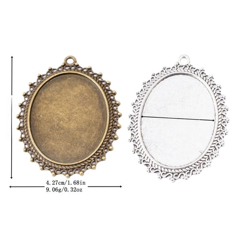 30x40mm Zinc Alloy Oval Bezel Charm Pendant for DIY Necklace Bracelet Jewelry Making