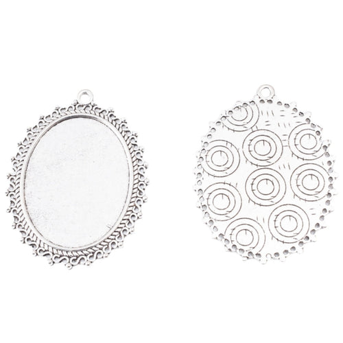 30x40mm Zinc Alloy Oval Bezel Charm Pendant for DIY Necklace Bracelet Jewelry Making