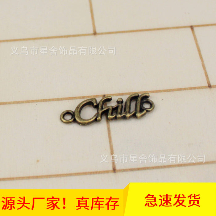 26x8mm Alloy Chill Letter Charm Pendant