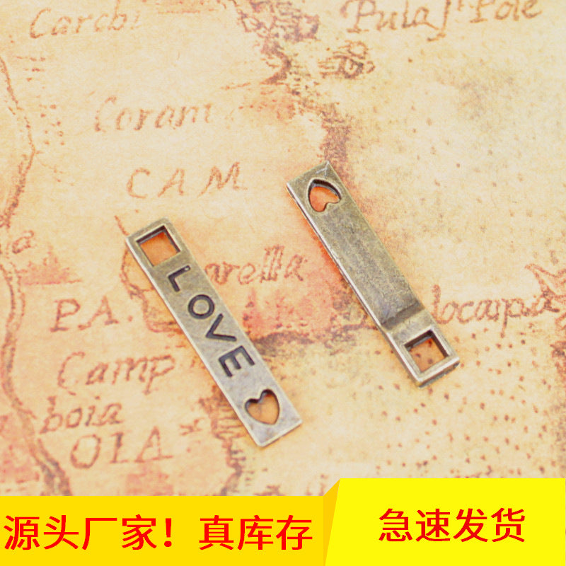 22x4mm Heart LOVE Alloy Letter Charm Pendant