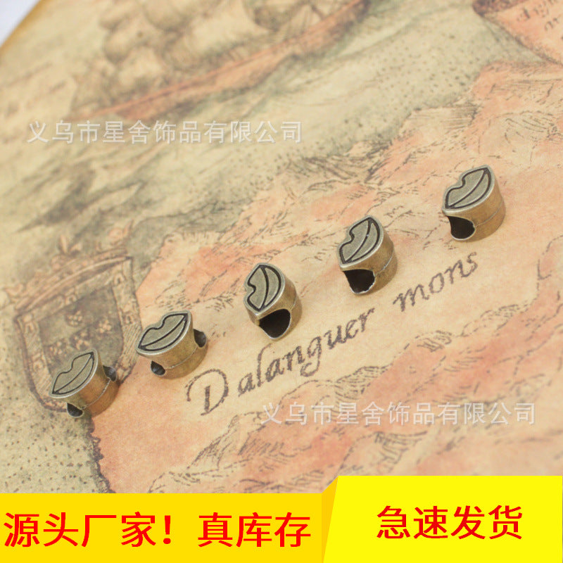 Double-Sided Lip Alloy Large Hole Bead Pendant 9x7mm