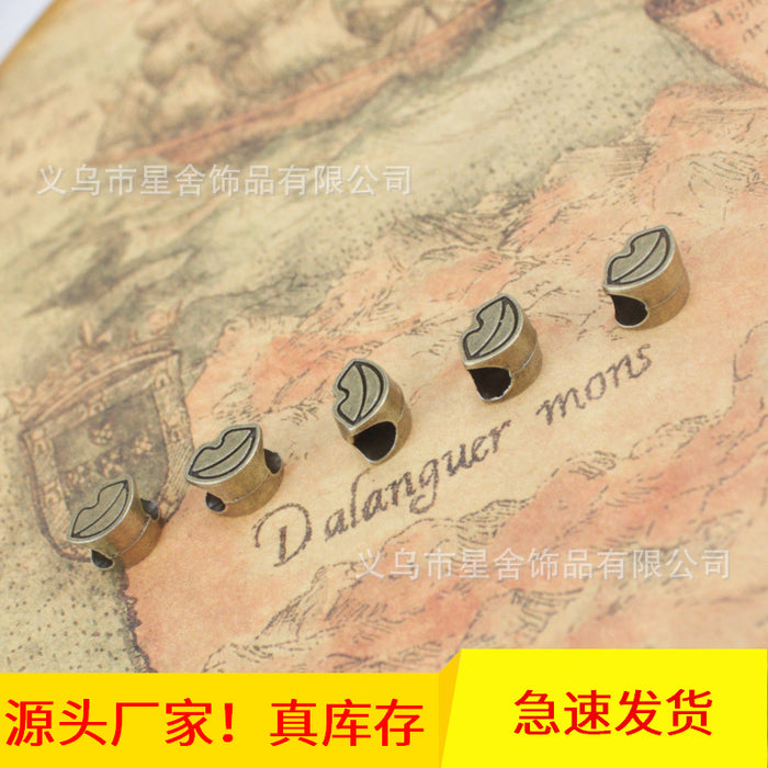 Double-Sided Lip Alloy Large Hole Bead Pendant 9x7mm