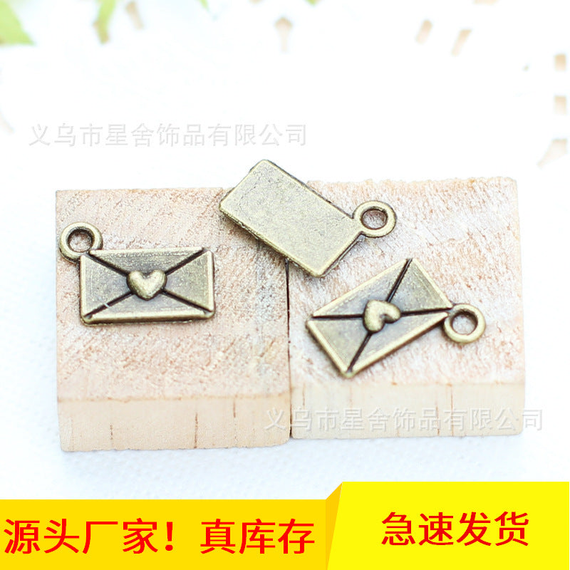 Heart Love Letter Alloy Charm Pendant 12x9mm
