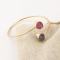 Gold Tone Double Crystal Cluster Open Cuff Bracelet in Three Colors view 4