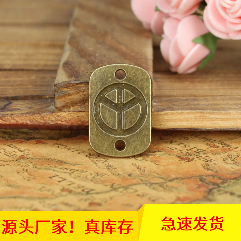 27x18mm Peace Sign Rectangle Alloy Connector Charm