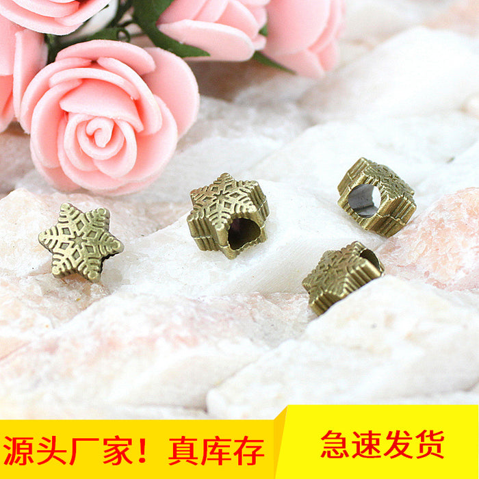 Star Spacer Bead Antique Tone Alloy Jewelry Making Component in 2 Finishes