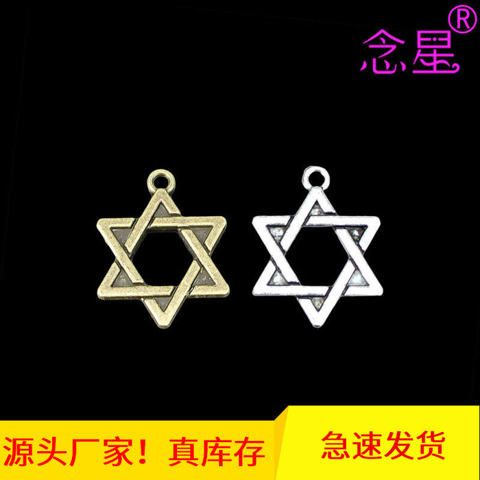 18mm Vintage Alloy Hexagram Star Charm Pendant