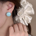 Colorful Acrylic Round Bean Stud Earrings With Silver Posts, Sweet Dopamine Spring Style view 4