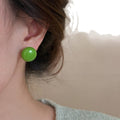 Colorful Acrylic Round Bean Stud Earrings With Silver Posts, Sweet Dopamine Spring Style view 5