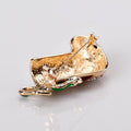 Red Gold Tone Christmas Stocking Crystal Metal Brooch Pin view 5