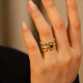 Womens Ring Roman Old Money Style Geometric Rhombus Inlaid Zircon Fashion Jewelry view 3