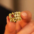 Womens Ring Roman Old Money Style Geometric Rhombus Inlaid Zircon Fashion Jewelry view 2