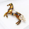 Enamel Alloy Rhinestone Horse Brooch Pin For Vintage Apparel view 3