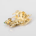 Red Gold Tone Flower Crystal Metal Brooch Pin 7 x 4.9 cm view 5