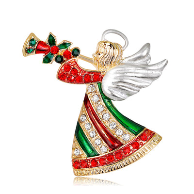 Front product view of the flower brooch pin in gold and red