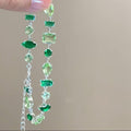 Light Luxury Green Zircon Floral Quadrilateral Sparkle Bracelet For Summer view 4