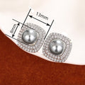 Elegant Imitation Pearl Stud Earrings Geometric Square Chunky Round Design For Women view 4