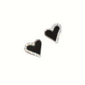 Women'S Heart Shaped Oil Painted Micro Pave Zircon Stud Earrings For Daily Wear view 5