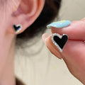 Women'S Heart Shaped Oil Painted Micro Pave Zircon Stud Earrings For Daily Wear view 1