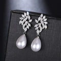 Light Luxury Faux Pearl Teardrop Earrings With Micro Pave Zircon, Elegant Fashion Jewelry view 2