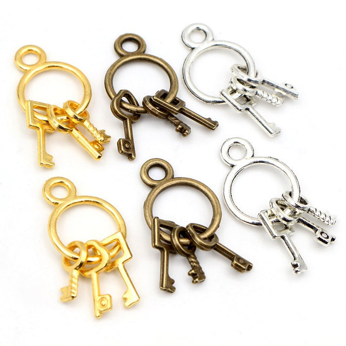 27x13mm Mini Alloy Key Pendant Charm, 1.5g DIY Necklace Bracelet Jewelry Accessories