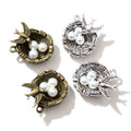 Alloy Imitation Bird Nest Pendant For DIY Handmade Jewelry Accessories, Bracelet Charm, 24x19x9mm 5g view 5