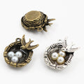 Alloy Imitation Bird Nest Pendant For DIY Handmade Jewelry Accessories, Bracelet Charm, 24x19x9mm 5g view 4