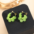 Elegant Green Grape Cluster Acrylic Bead Alloy Stud Double Layer Sweet Fresh Statement Earrings view 3