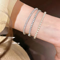 Geometric Round Mesh Zircon Copper Plastic Bangle For Women European Light Luxury Style view 4
