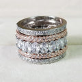 Metal Micro Pave Oval Zircon Ring, Niche Geometric Statement Jewelry With Heavy Workmanship view 1