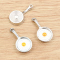 Alloy Faux Frying Pan Fried Egg Pendant 32x17mm 4g For DIY Necklace Bracelet Charms view 3