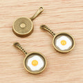 Alloy Faux Frying Pan Fried Egg Pendant 32x17mm 4g For DIY Necklace Bracelet Charms view 2