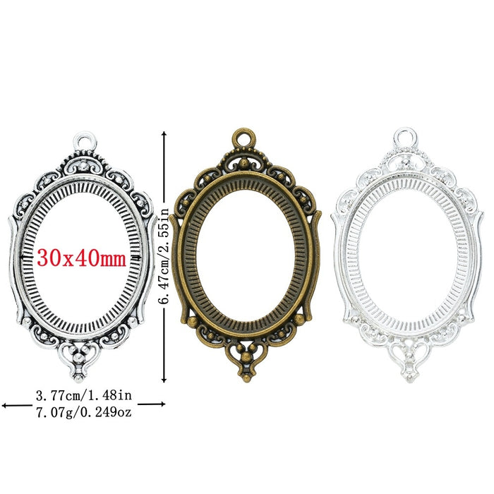 30x40mm Zinc Alloy Oval Bezel Charm Pendant No.861187 for DIY Necklace Bracelet Jewelry Making