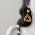 Wood Sunflower Stud Earrings Bohemian Chic Round Geometric Vacation Statement Jewelry view 4