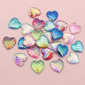 12mm Heart Shape Mermaid Scale Resin Gemstone Cabochon Patch For DIY Stud Earrings Bracelet view 1