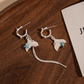 Elegant French Vintage Mermaid Tail Alloy Rhinestone Long Tassel Luxury Vacation Stud Dangle Earrings view 4