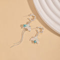 Elegant French Vintage Mermaid Tail Alloy Rhinestone Long Tassel Luxury Vacation Stud Dangle Earrings view 3