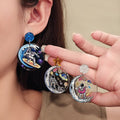 Creative Cartoon Astronaut Moon Planet Acrylic Rhinestone Stud Drop Fashion Women's Earrings view 1