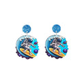 Creative Cartoon Astronaut Moon Planet Acrylic Rhinestone Stud Drop Fashion Women's Earrings view 5